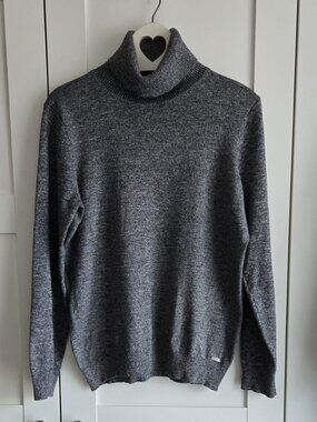 Calvin Klein Heather Grey Turtleneck Knit Sweater PTP19